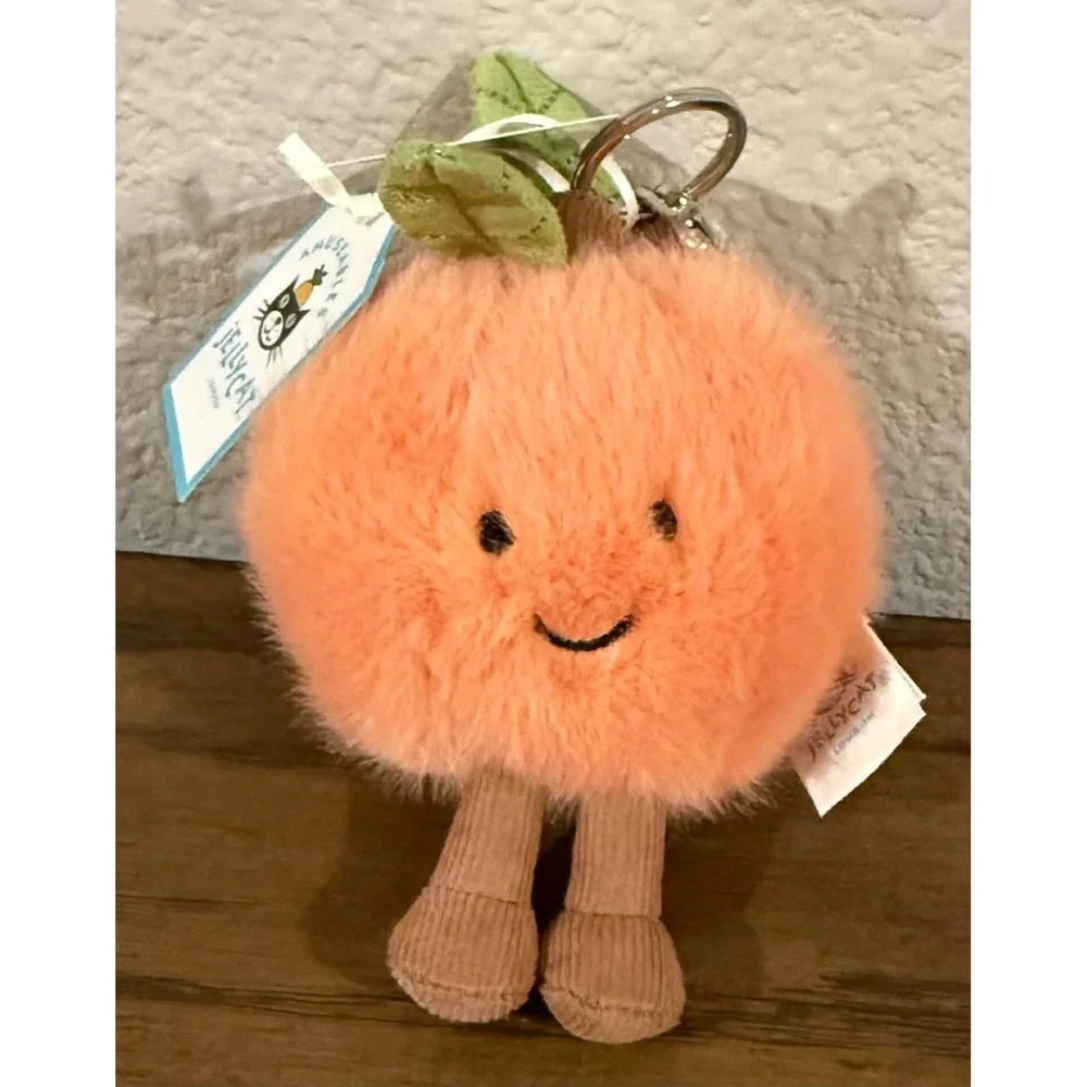 Jellycat Amuseables Fuzzy Peach Plush Keychain Bag Charm AUTHENTIC Same Day Ship